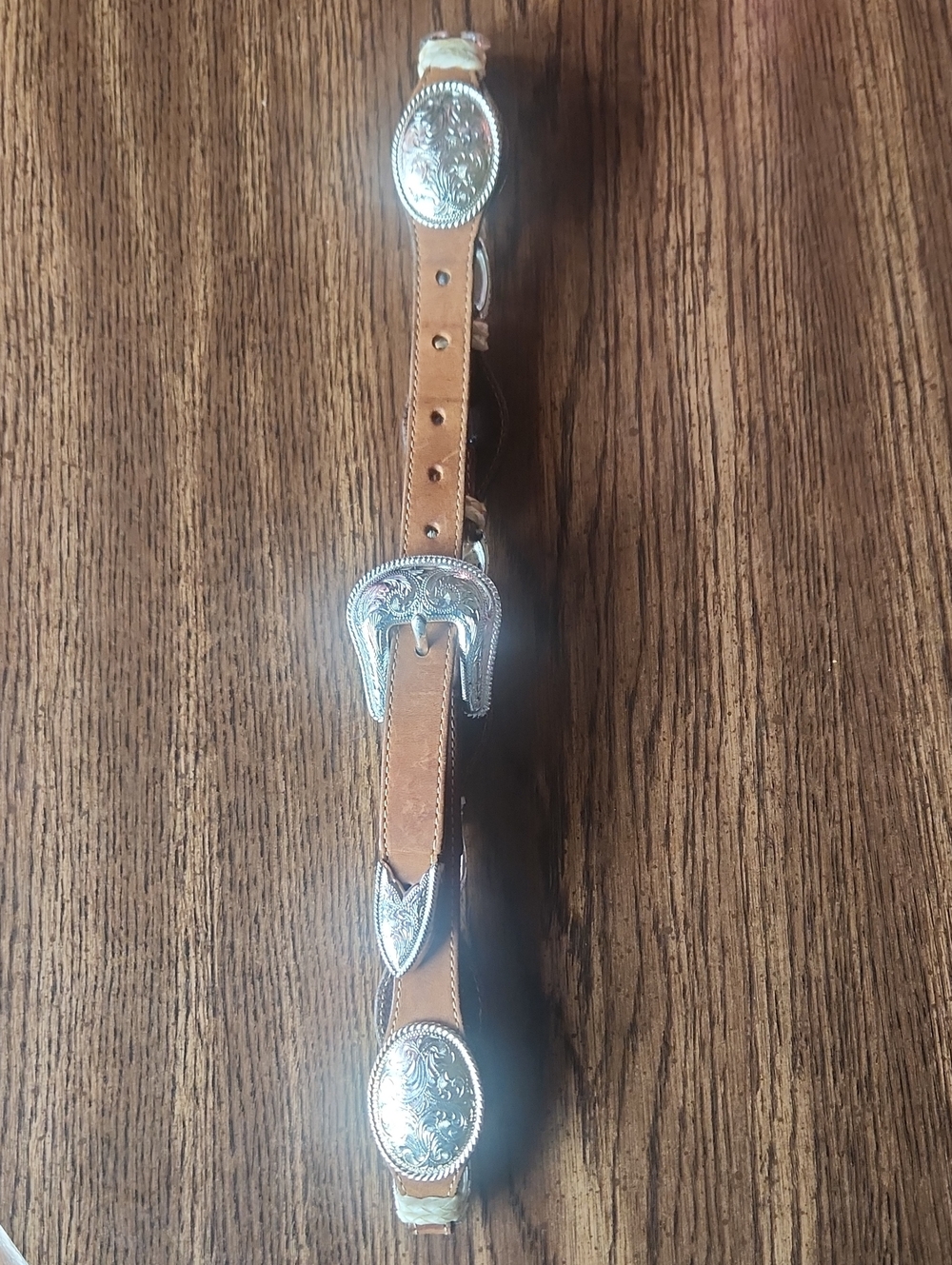 Justin Tan Leather Western Belt with Silver Conchos
